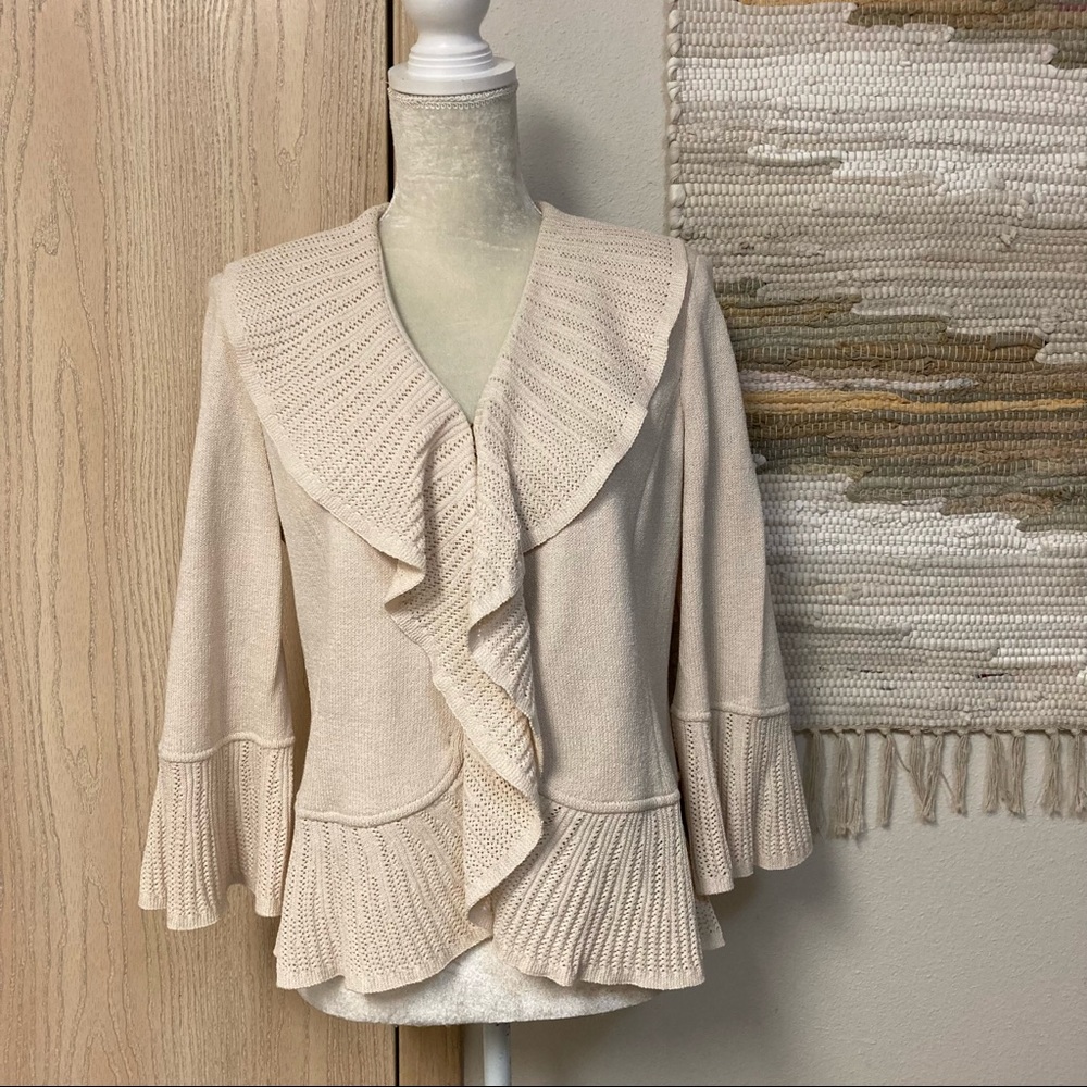 ST. JOHN Collection cream Santana knit cardigan jacket - size 8